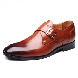 Men Buckle Square Toe Breathable Comfy Business Formal Shoes