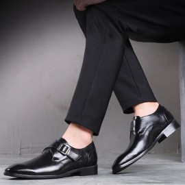 Men Buckle Square Toe Breathable Comfy Business Formal Shoes